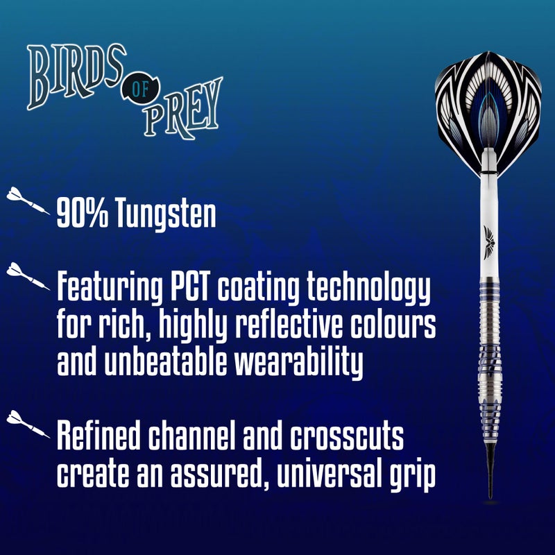Shot! Darts Soft Tip, Birds of Prey Falcon (19g), 90% Tungsten Barrel, Front Weighted Handcrafted Professional Dart Set | Professional Soft Tip Darts for Electronic Dartboard | Made in New Zealand - Image 2